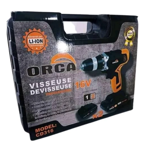 VISSEUSE PERCEUSE ORCA CD316 SANS FIL 16V 2 BATTERIES